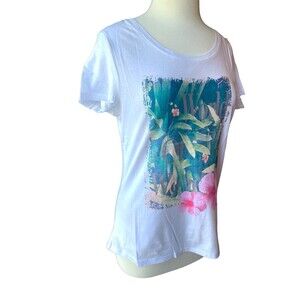 Anne L. German Women’s Short Sleeve Top T Shirt White M 40/42 High Low